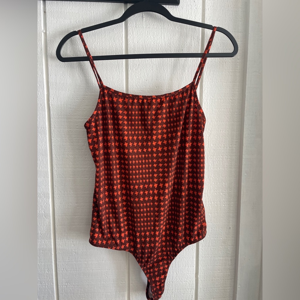 POOF NEW YORK Houndstooth Tank Bodysuit - Large